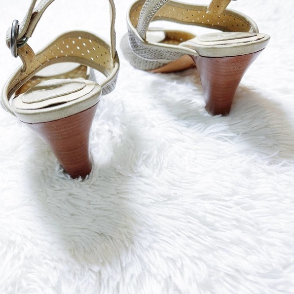 Frye Tan Leather Open Toe Heeled Sandals SZ5 - Picture 4 of 9